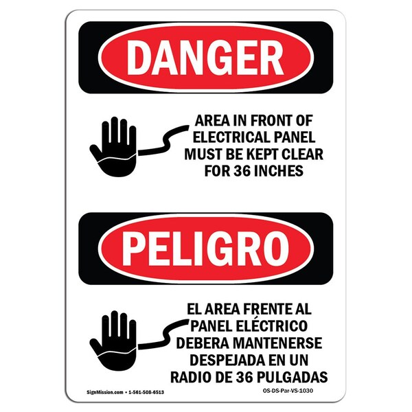 Signmission OSHA Sign, 10" Height, Rigid Plastic, Electrical Panel Keep Clear Spanish, VS-1030 OS-DS-P-710-VS-1030 - main